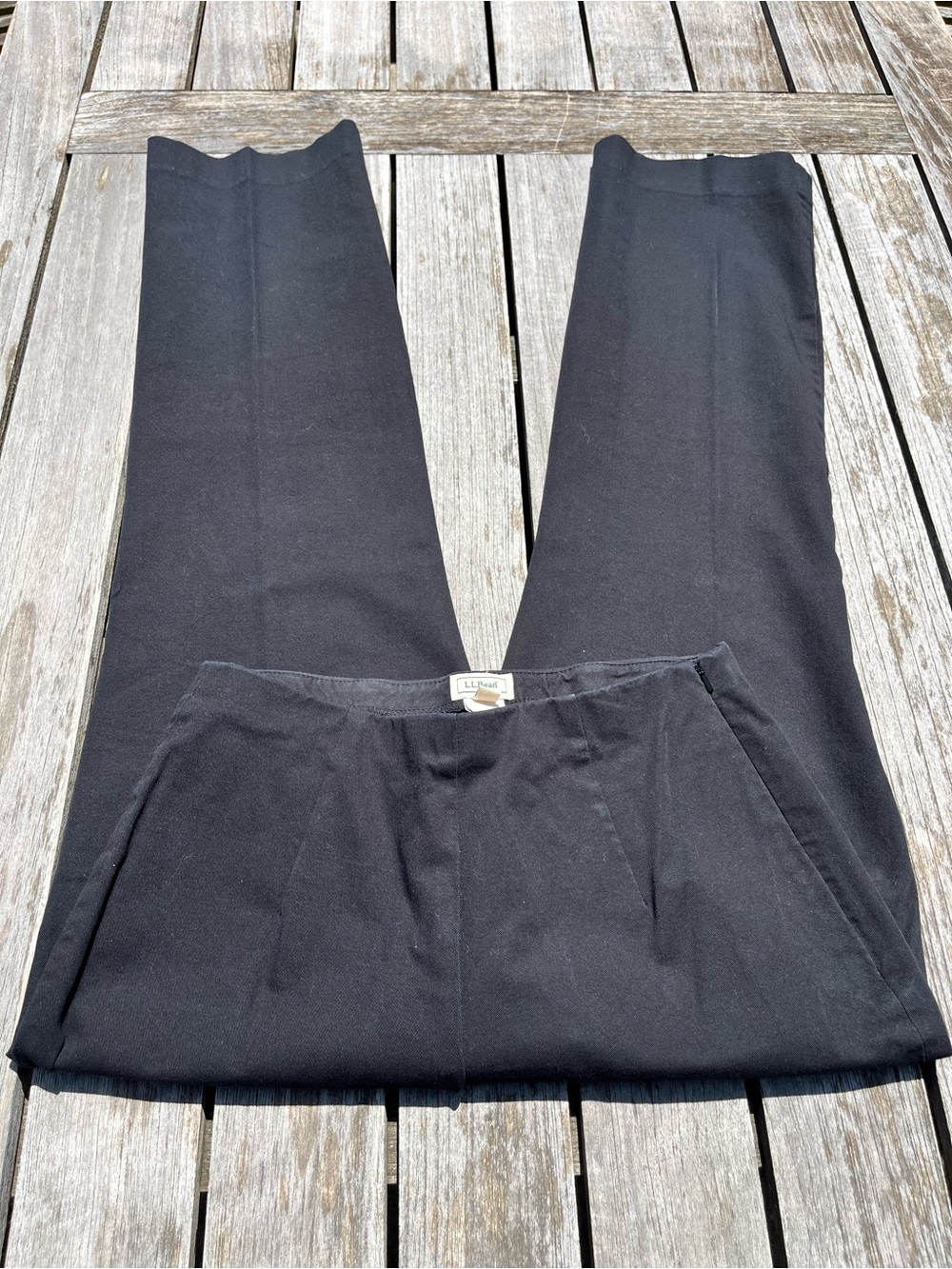 LL BEAN LADIES SOLID BLACK COTTON STRAIGHT LEG PANTS SIZE 6